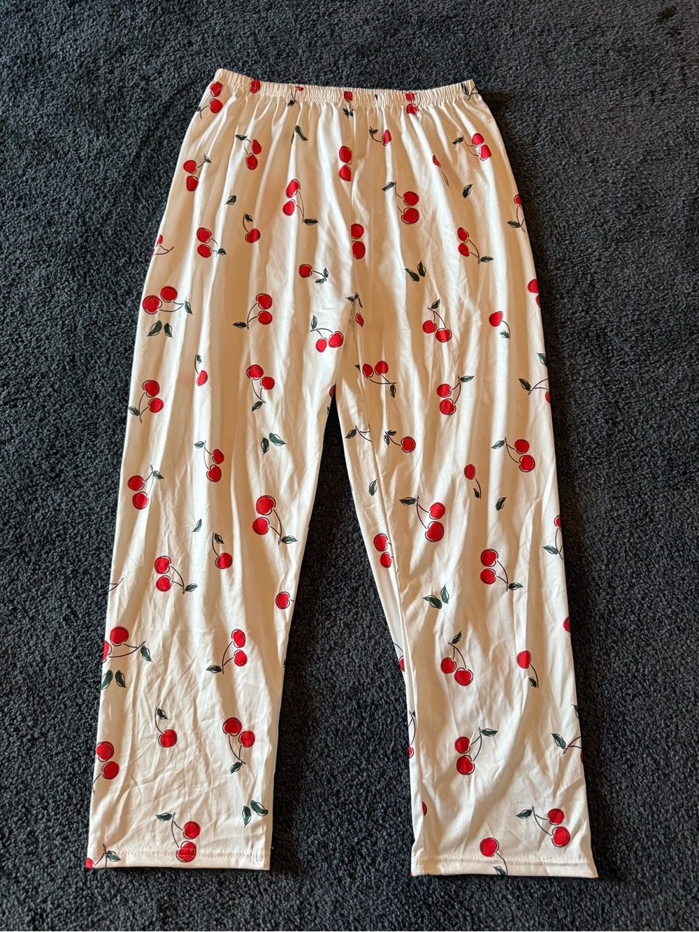 Cherry-Print Pajama Pants - White/Red